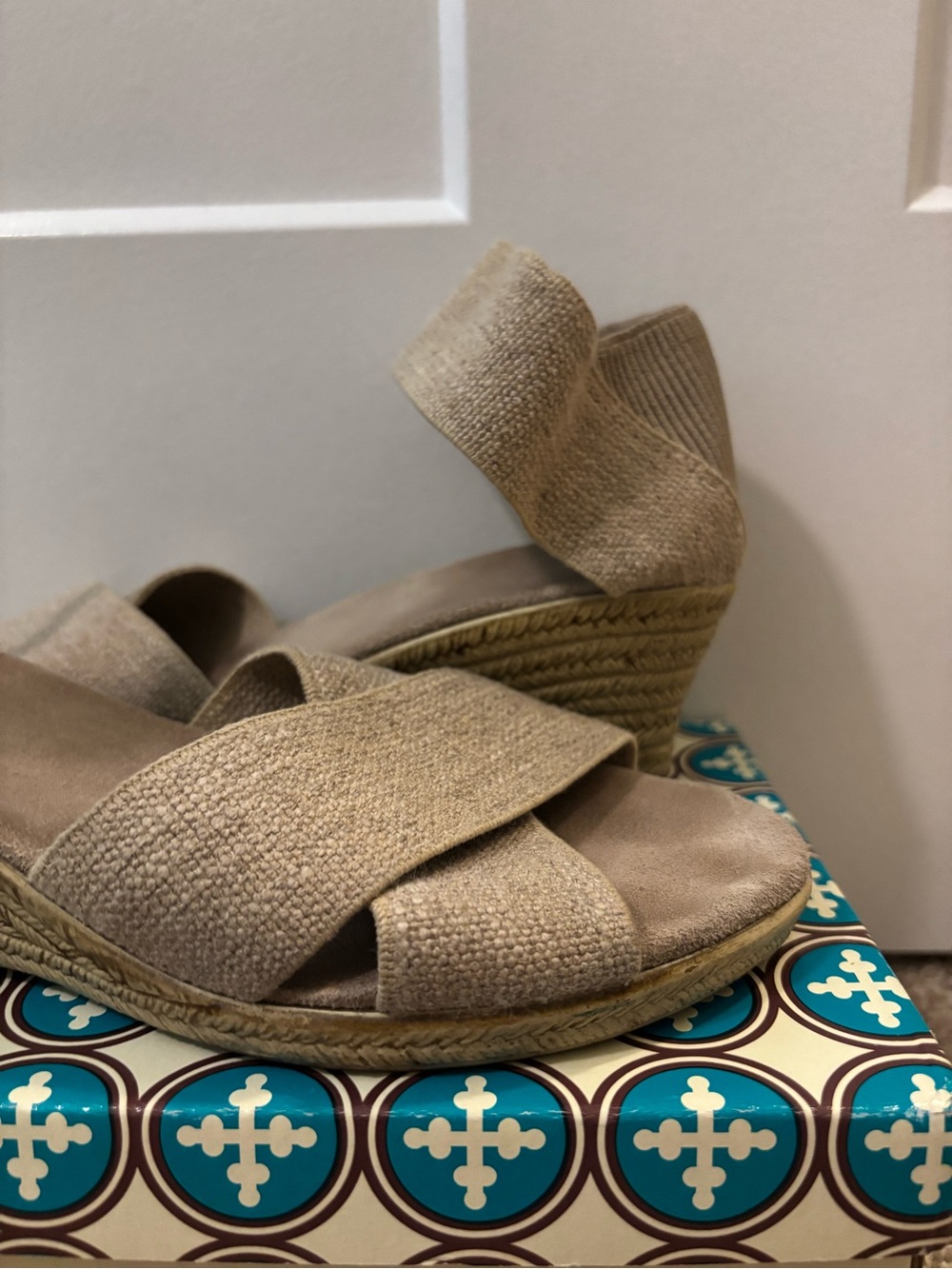 CHARLESTON SHOE CO. Beige Crisscross Ankle-Strap Sandals - Picture 6 of 8
